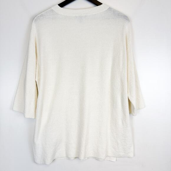 Eileen Fisher Ivory Organic Linen Crepe Stretch Tunic Top $298 - S/M - Picture 6 of 9